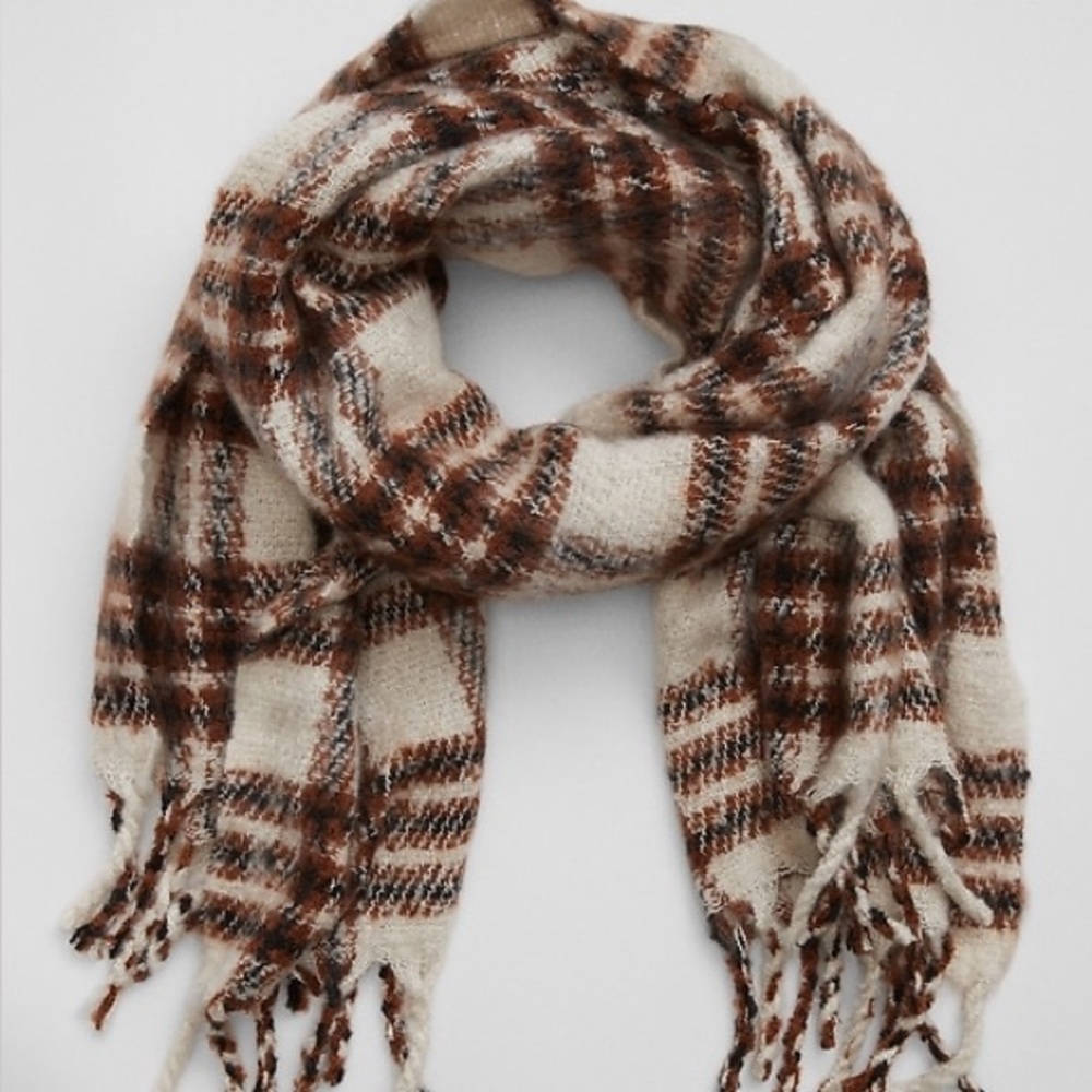 GAP Factory Brown and Cream Plaid Scarf